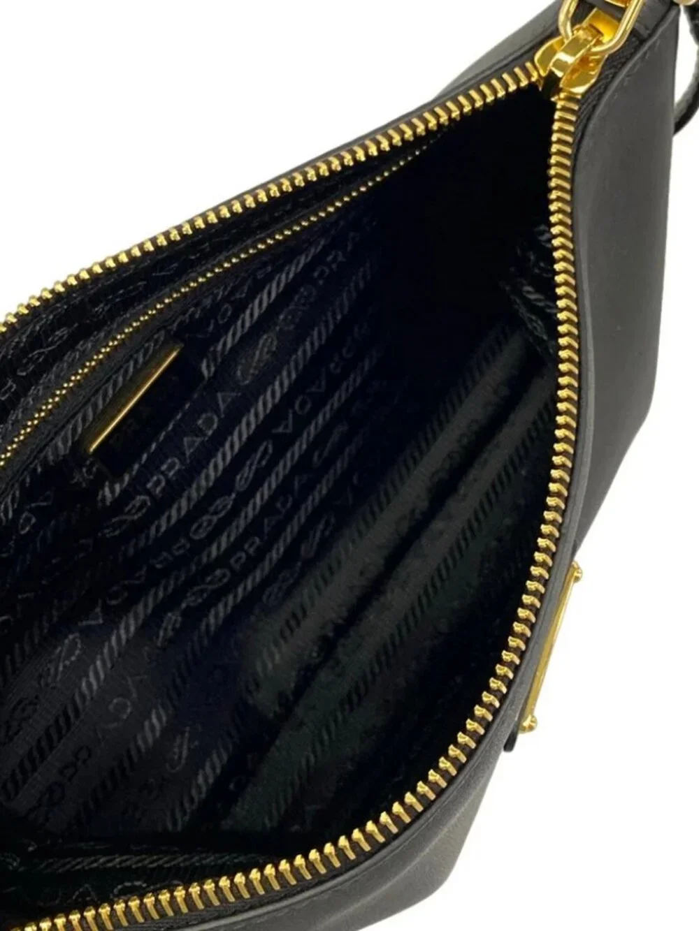 PRADA 1BC238 Black Leather Shoulder Bag